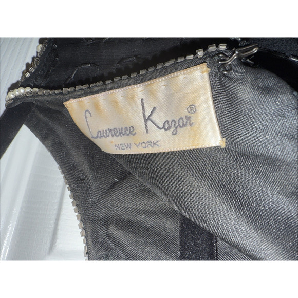 Vintage Lawrence Kazar Sz L Beaded Silk Top Black Gold Silver Embellished Party - Picture 11 of 11